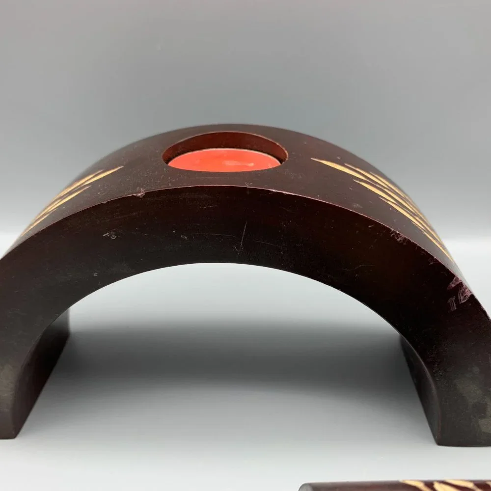 Rare set of 3 Nesting Arched Wood Tealight Candle Holders Purchased in Dubai - Picture 10 of 10